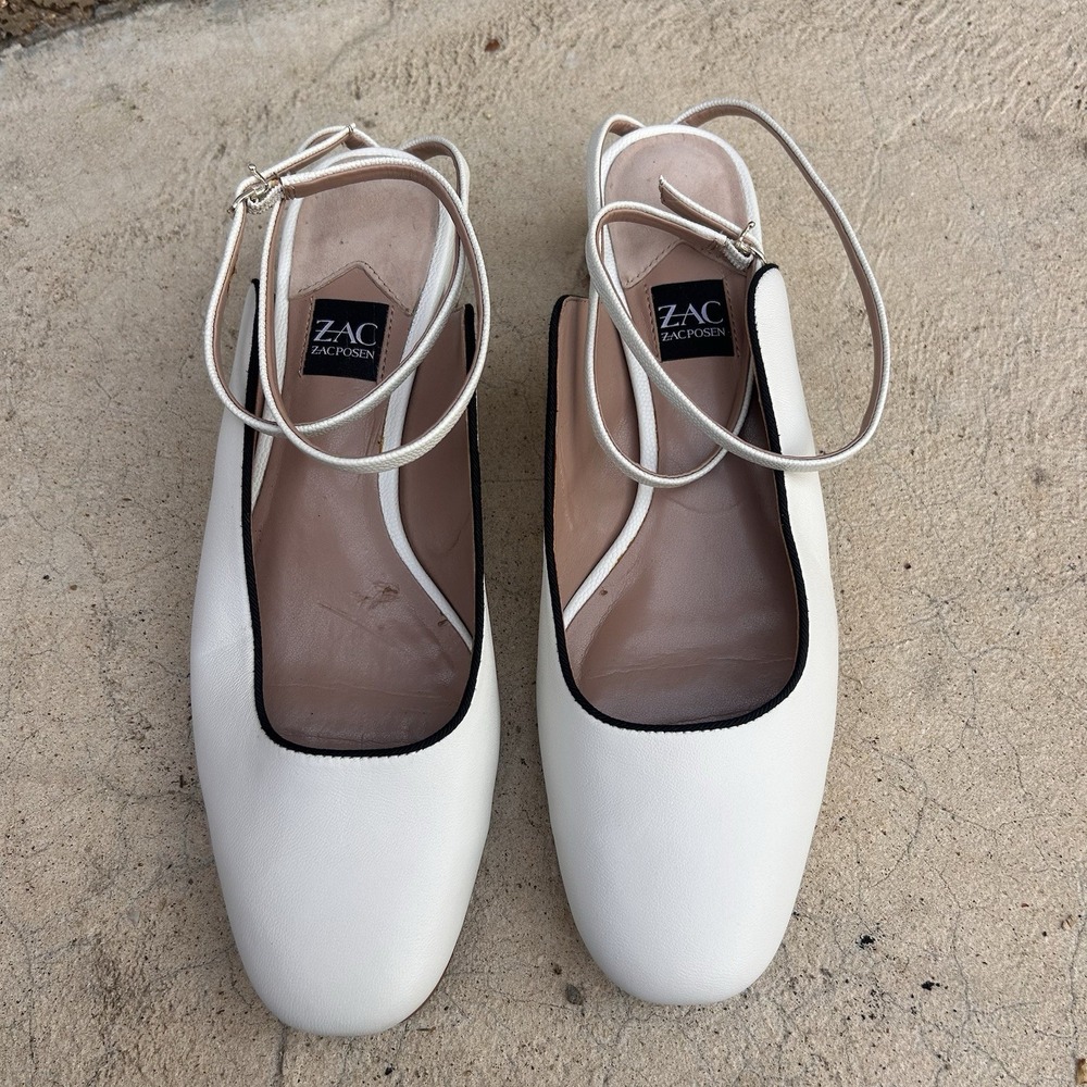 Zac Zac Posen Crmlea Voss Slip-On Pumps Ballet Kitten Heels Leather Sz 8